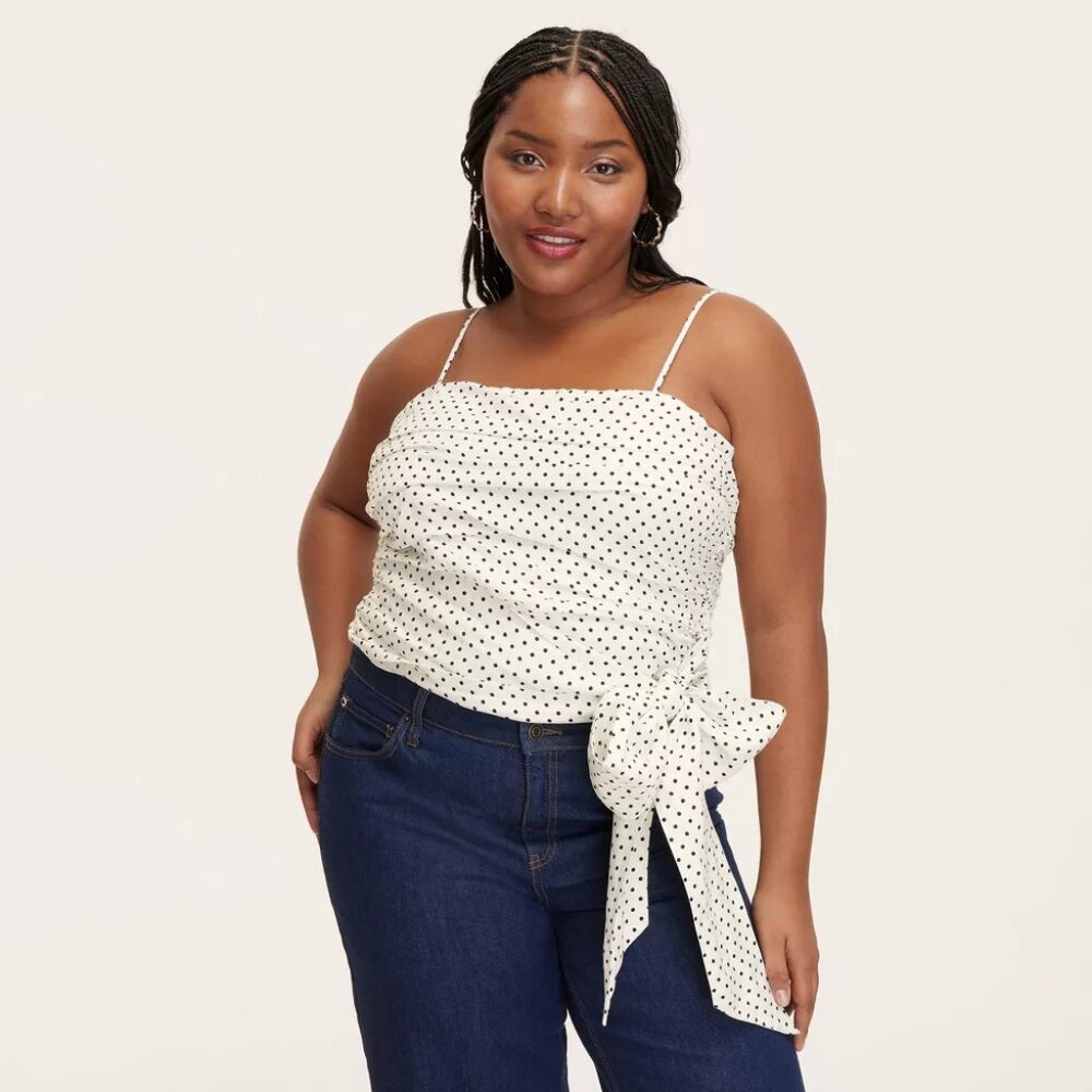 NWT Kate Spade New York x Target Polka Dot Ruched Linen Tank Top